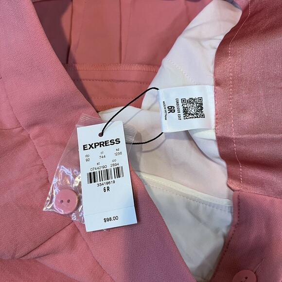 EXPRESS Flare Trouser Super High Rise Size 6R Salmon Pink pants 70’s Flare - Picture 9 of 10